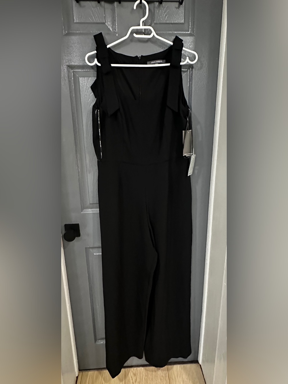 julia jordan Black Sleeveless Wide-Leg Jumpsuit with Bow Straps